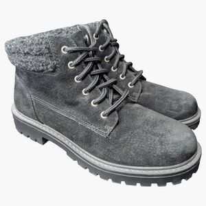 Vintage Predictions Black Suede Lace-Up Boots | Grunge 90s | Size 6.5